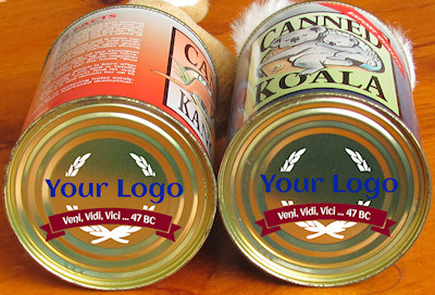 Custom printed canned animals